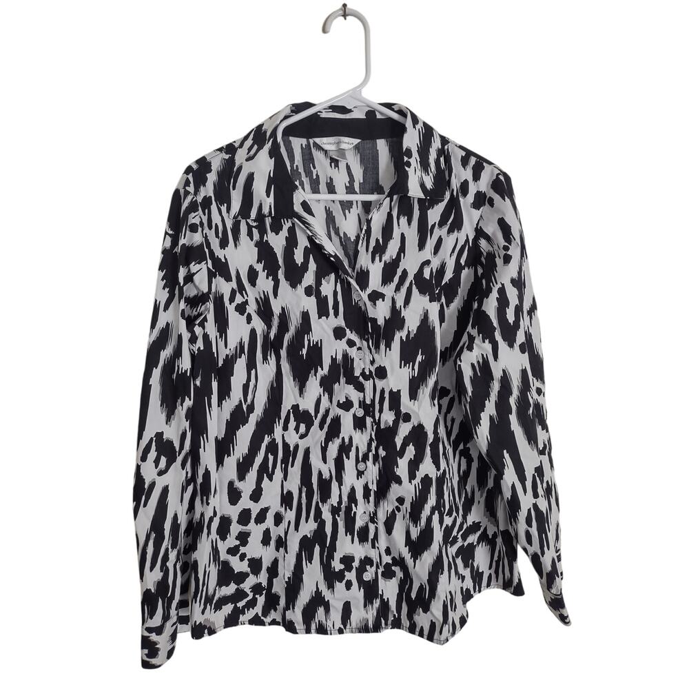 CJ Banks Zebra Animal Print Button up Shirt Size XL Office Casual Mature